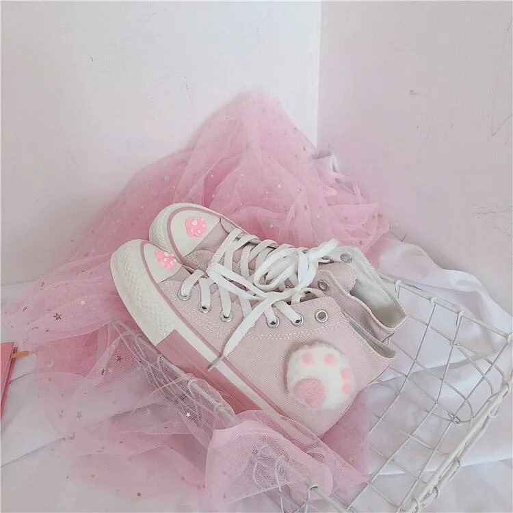 Advbridge Japanese pink meow girl cute high-top fantasy canvas shoes sweet lolita shoes tea party kawaii princess kawaii shoes vintage