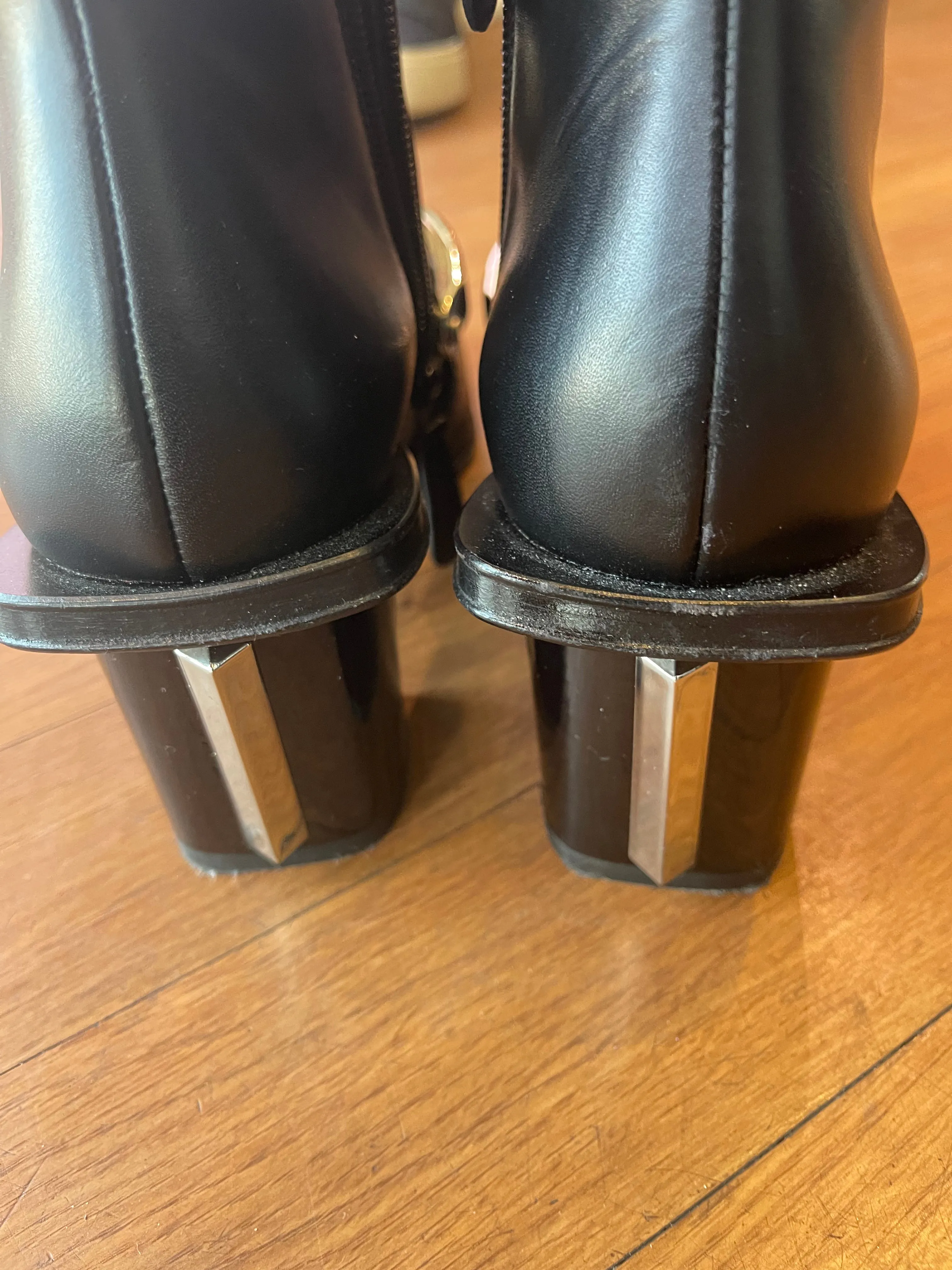 Alexander McQueen Leather Booties with Metal Detail Size 36.5