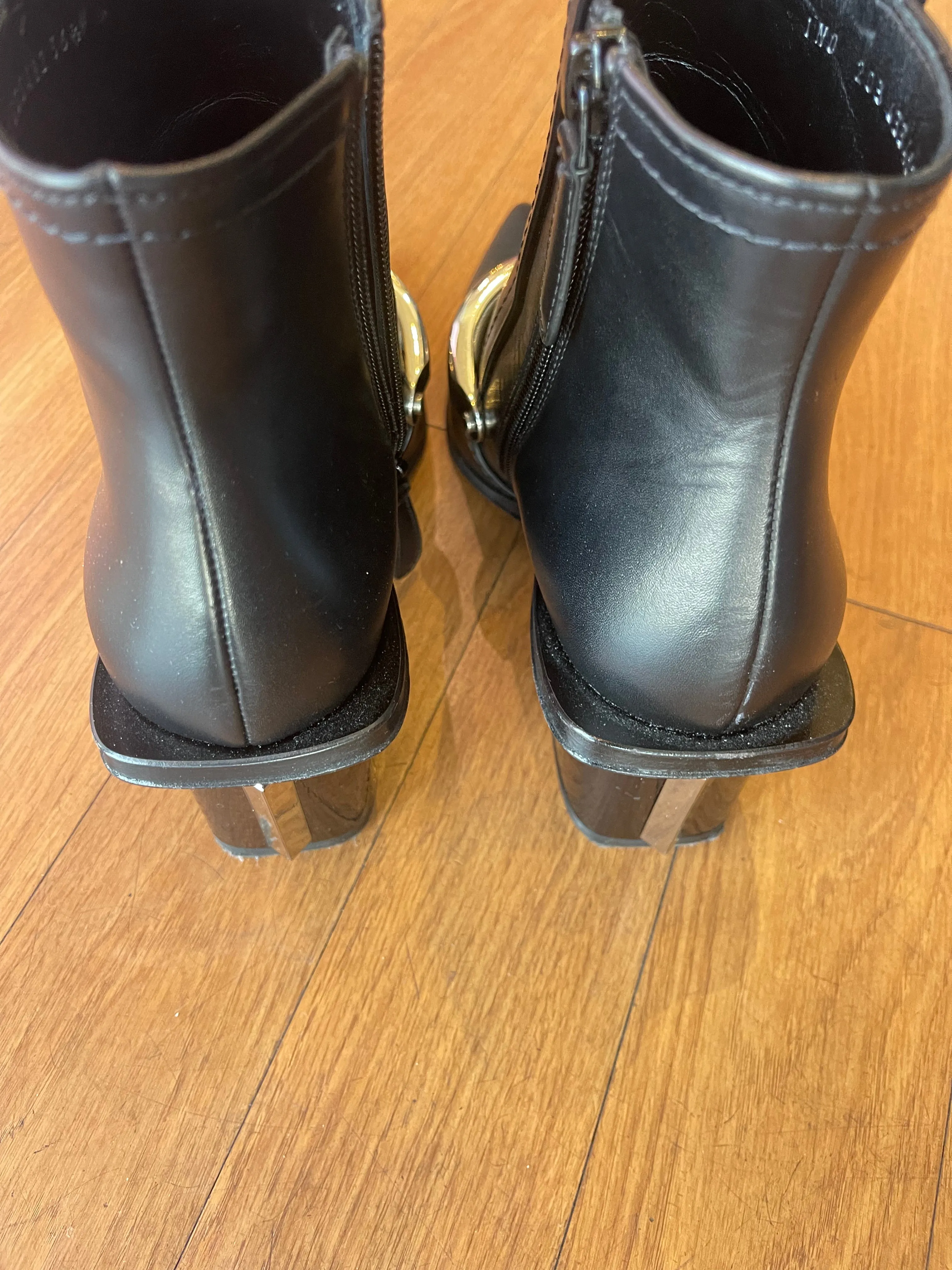 Alexander McQueen Leather Booties with Metal Detail Size 36.5