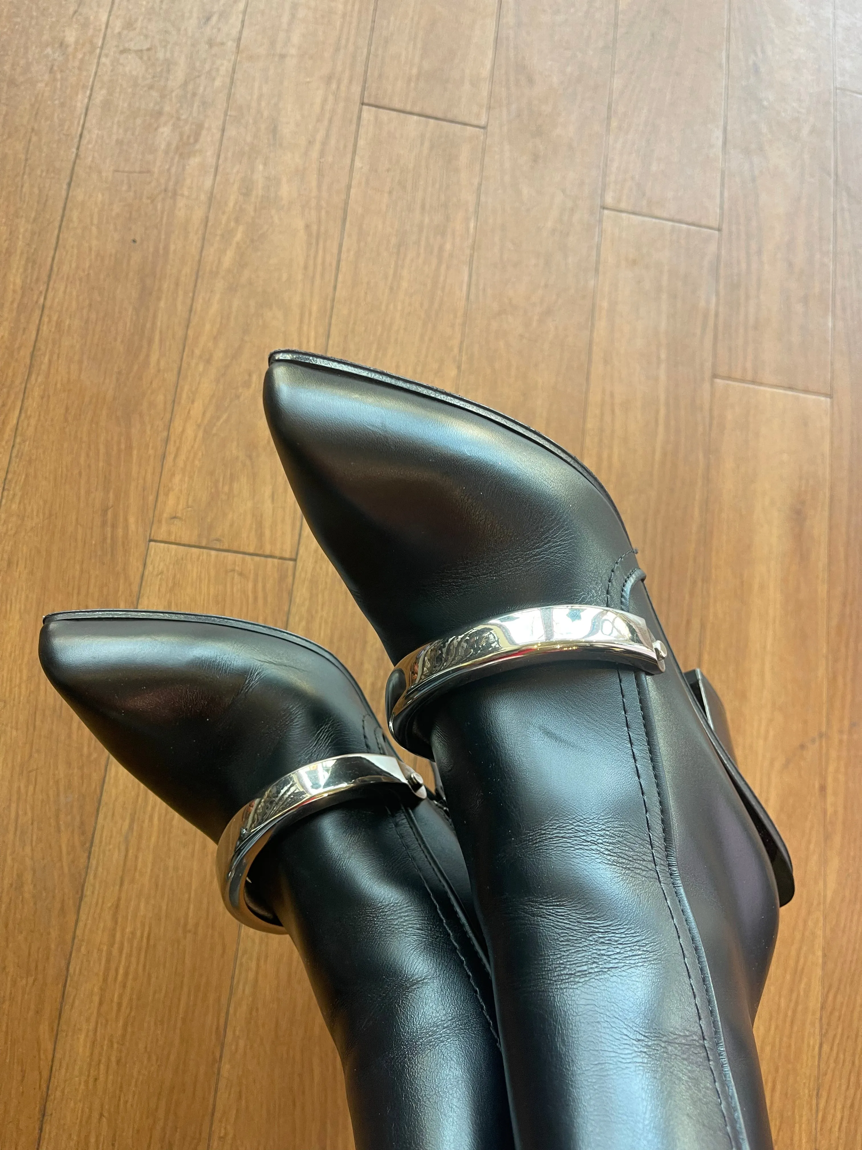 Alexander McQueen Leather Booties with Metal Detail Size 36.5