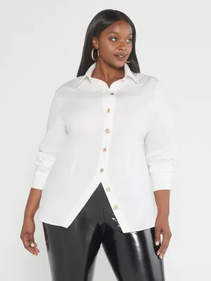 Amelie Asymmetrical Hem Button-Down Shirt