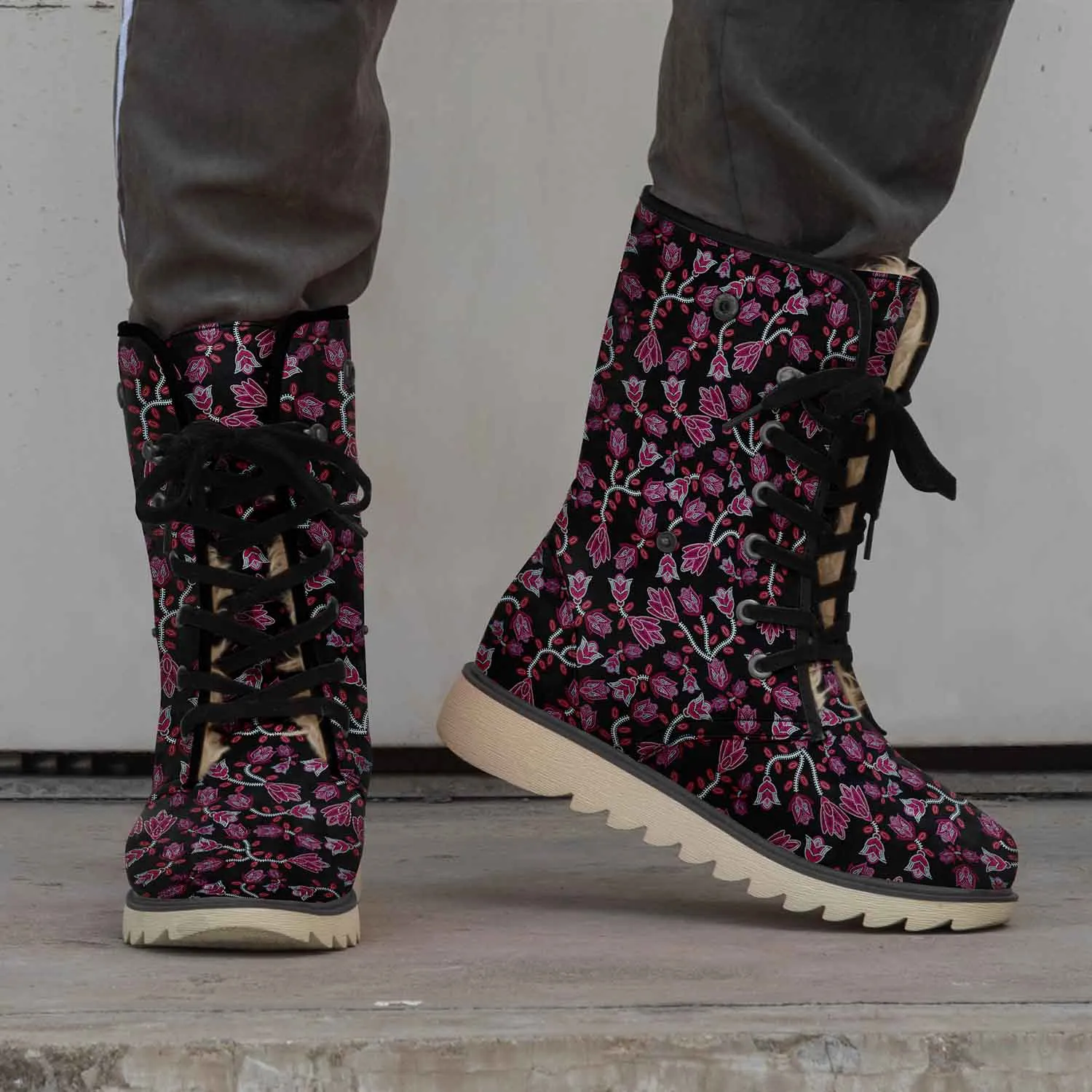 Beaded Pink Polar Winter Boots