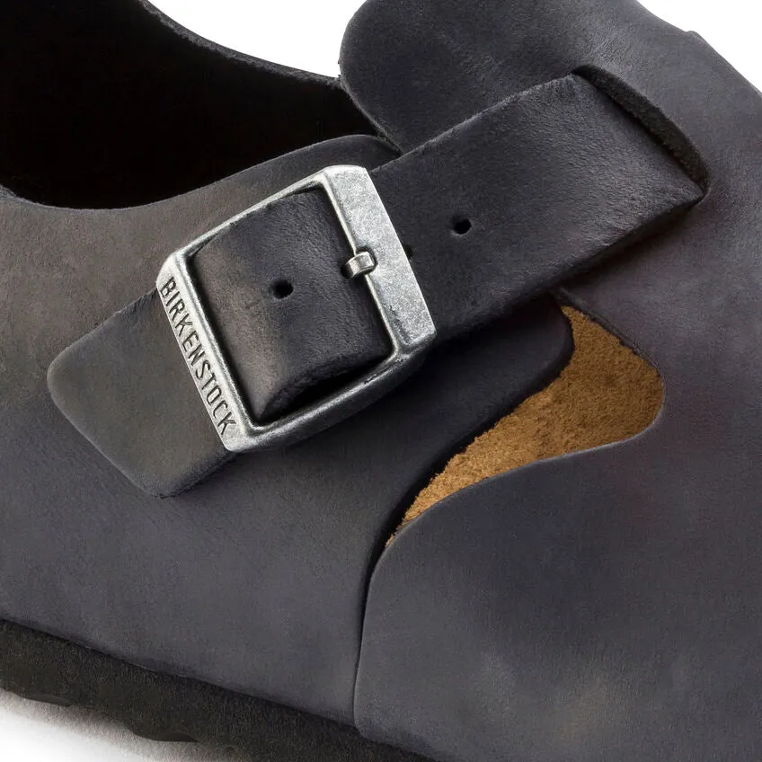 BIRKENSTOCK LONDON CLASSIC FOOTBED SHOE - BLACK OILED LEATHER