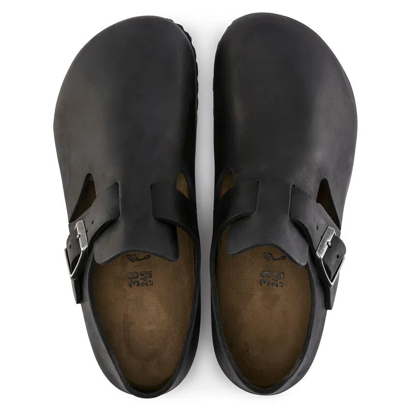 BIRKENSTOCK LONDON CLASSIC FOOTBED SHOE - BLACK OILED LEATHER