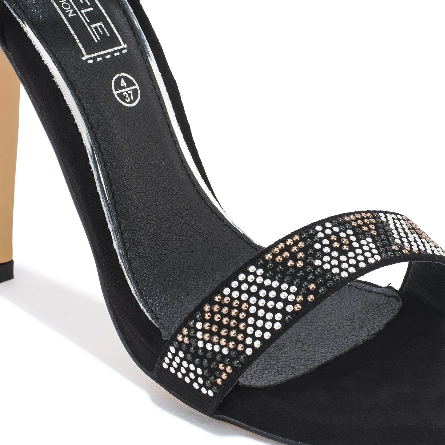 Black Embelished Detail Stiletto Sandal