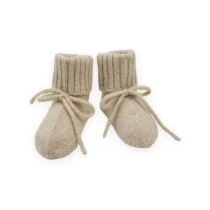 Cashmere Fine Knit Booties Apricot