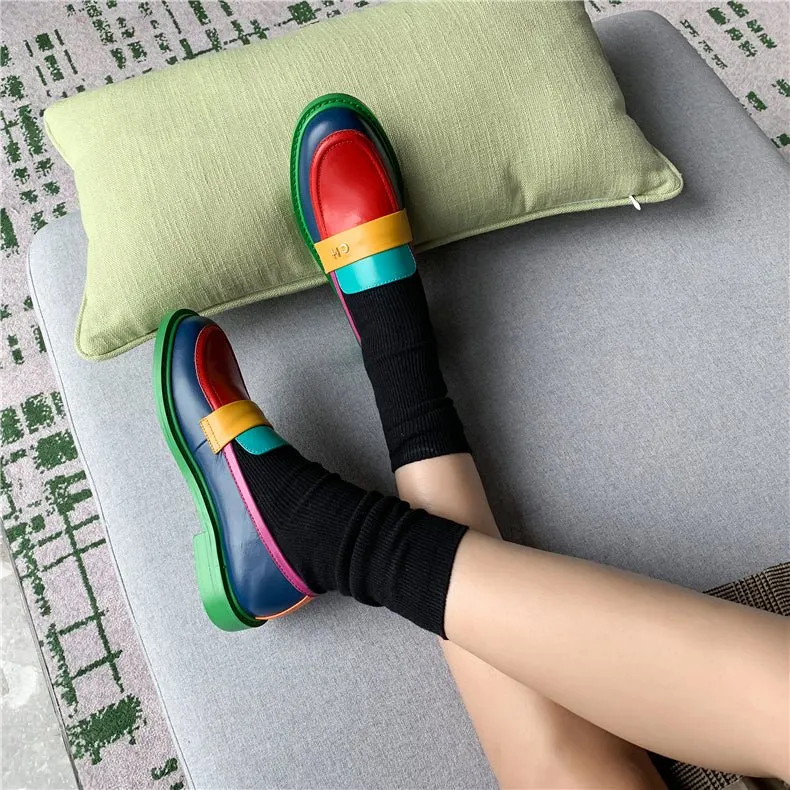 Colorful Chic Round Toe Slip-On Brogues