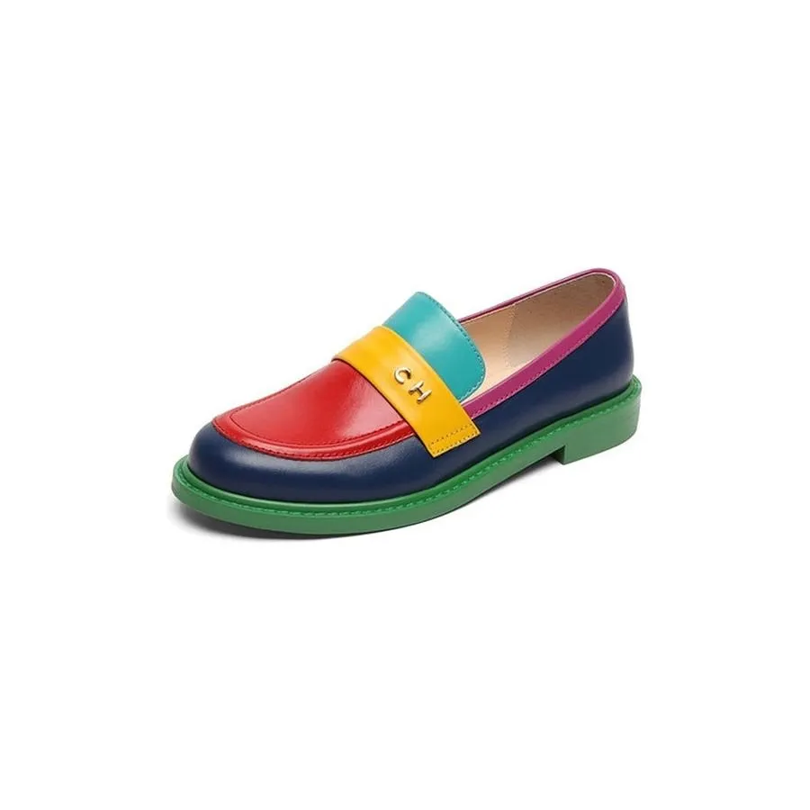 Colorful Chic Round Toe Slip-On Brogues