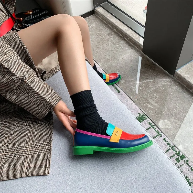 Colorful Chic Round Toe Slip-On Brogues