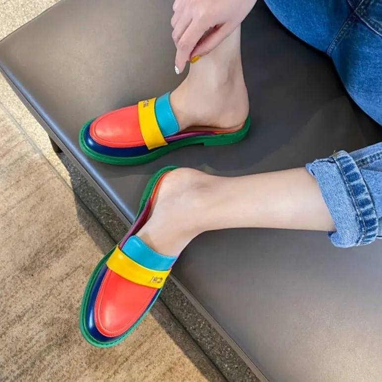 Colorful Chic Round Toe Slip-On Brogues