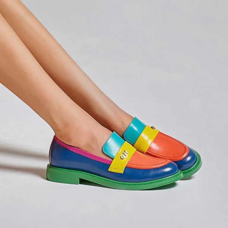 Colorful Chic Round Toe Slip-On Brogues