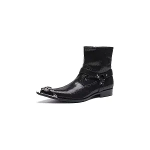 CrocLuxe Exquisite Croc-Embossed Leather Dress Boots