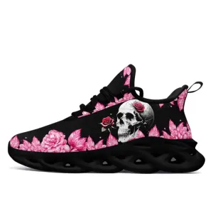 Custom MS Shoes with Rose and Skull Theme, Crafted for Enthusiasts of Rose-Adorned Edginess