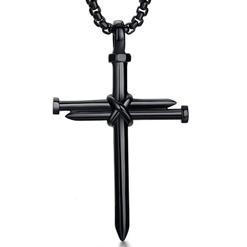 Fashion Arrow Necklace for Men - Black Metal Punk POP Cross Pendant Necklace - A Trendy Simple Fashion Accessory.