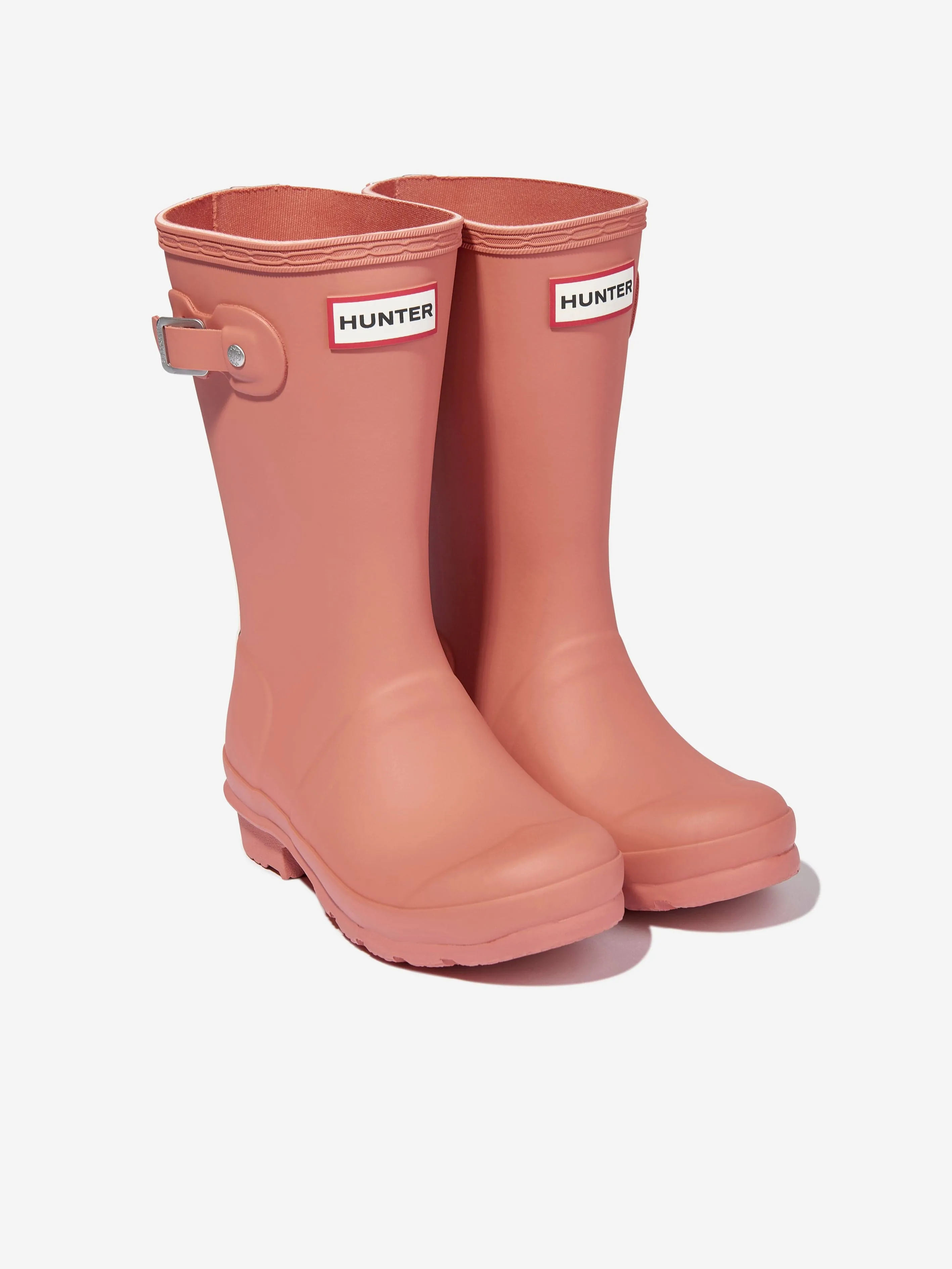 Hunter Girls Original Tri Colour Logo Backstrap Wellington Boots in Orange