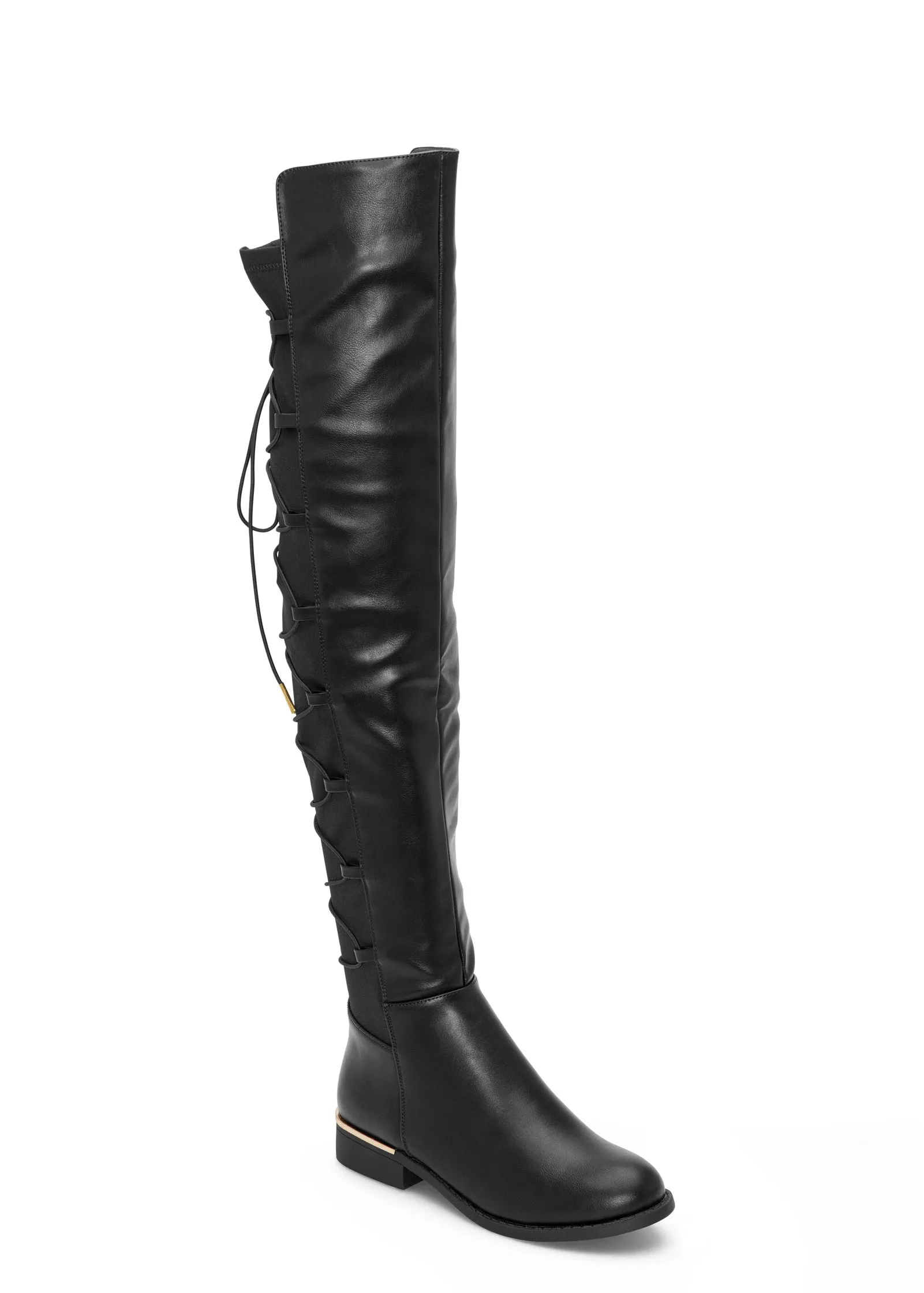 Lace-Up Back Detail Boots - Black