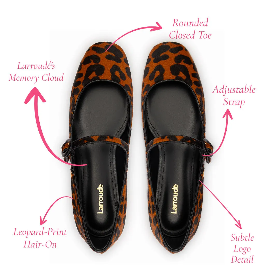 Larroude Blair Ballet Flat In Leopard Print Calf Hair