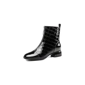 LuxeLeather Exotic-Embossed Fashion Ankle Boots