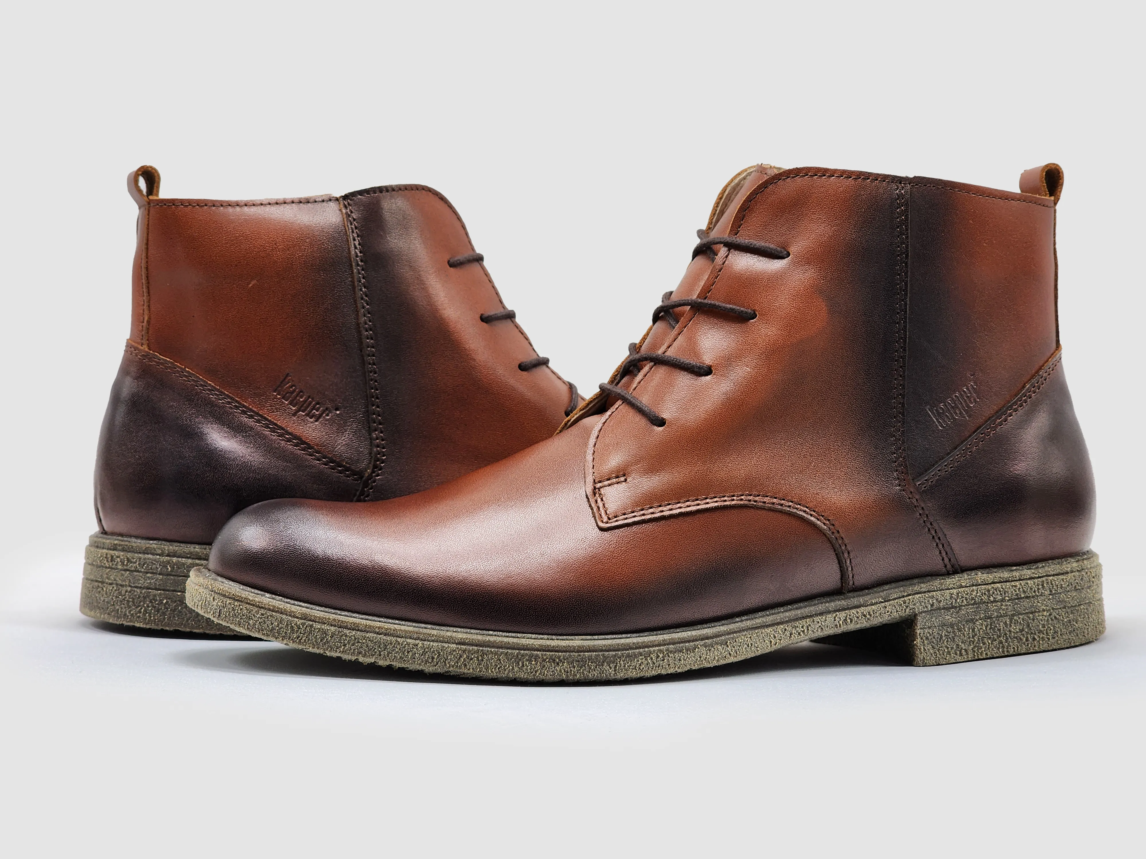 Men's Chukka Zip-Up Leather Boots - Brown