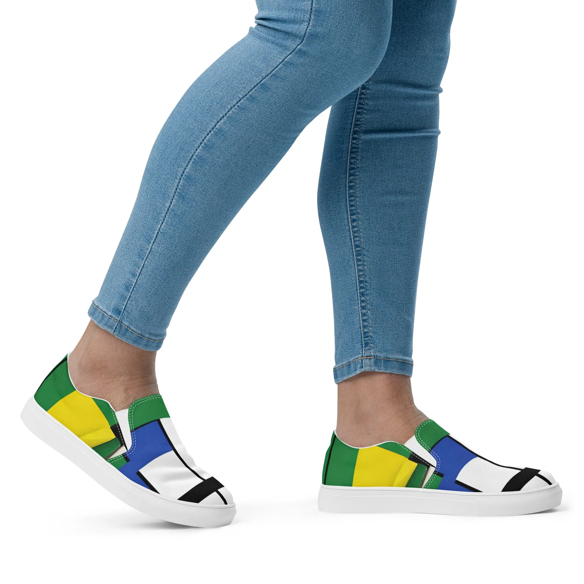 Piet Mondrian Shoes / Women’s slip-on canvas shoes / women art shoes / AI created