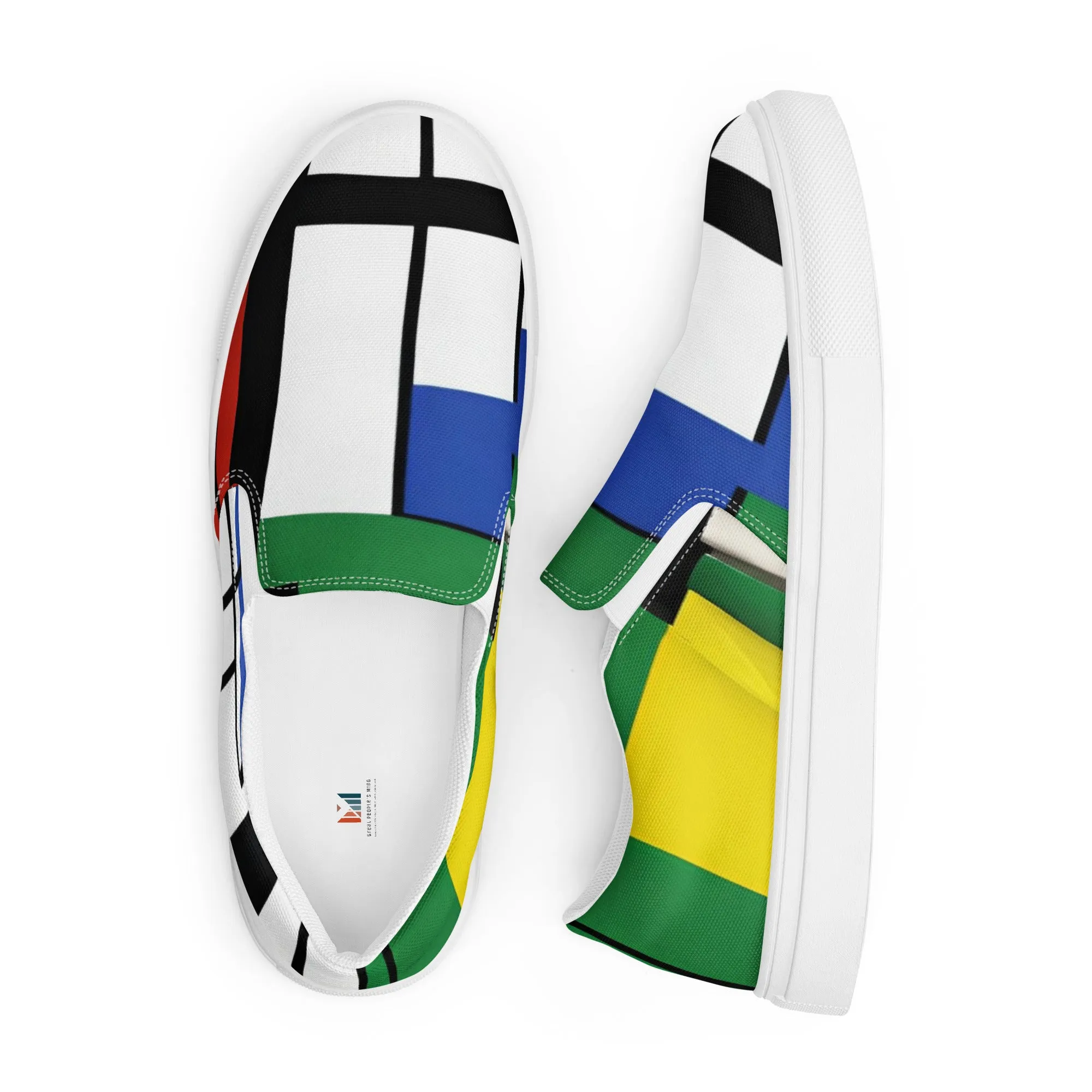 Piet Mondrian Shoes / Women’s slip-on canvas shoes / women art shoes / AI created