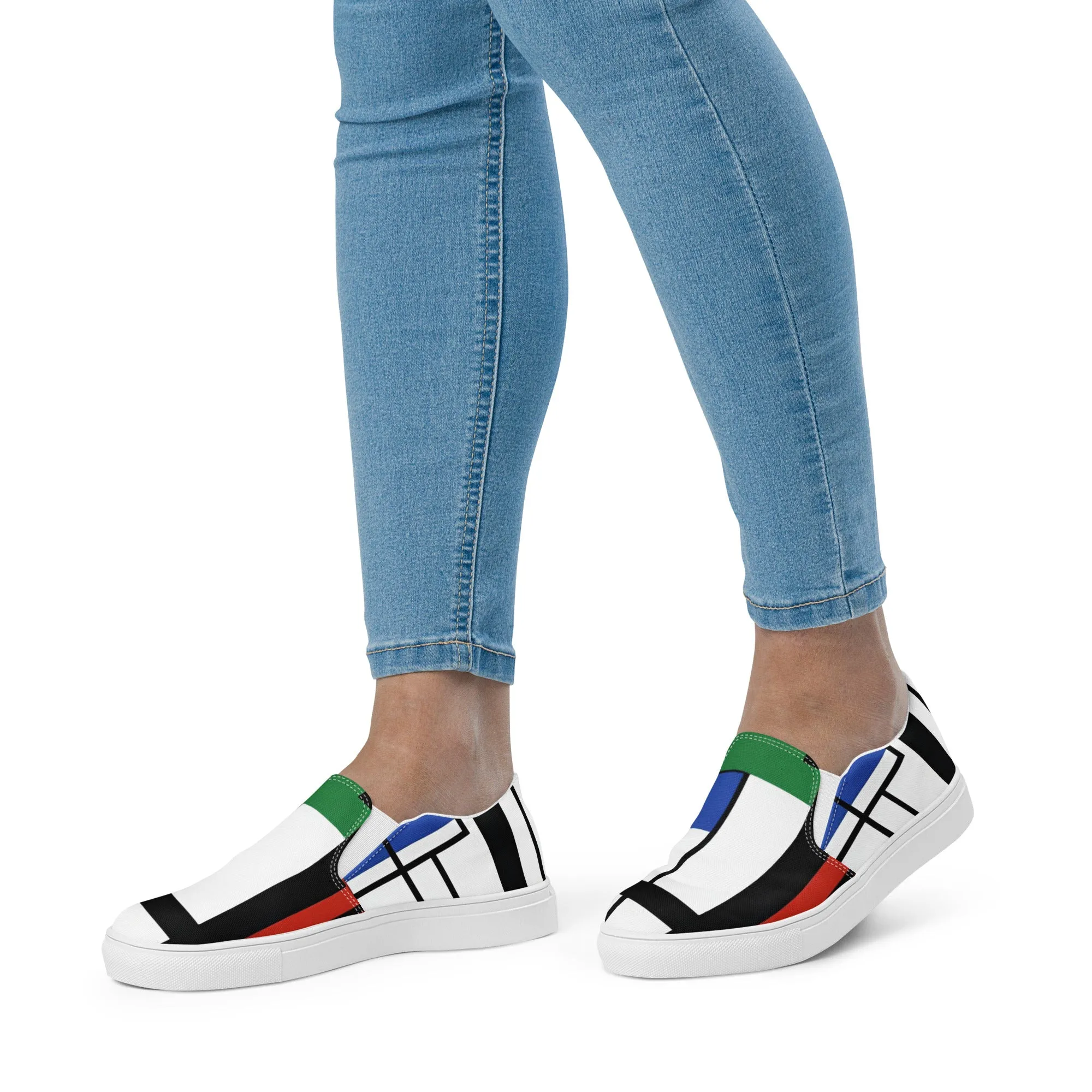 Piet Mondrian Shoes / Women’s slip-on canvas shoes / women art shoes / AI created