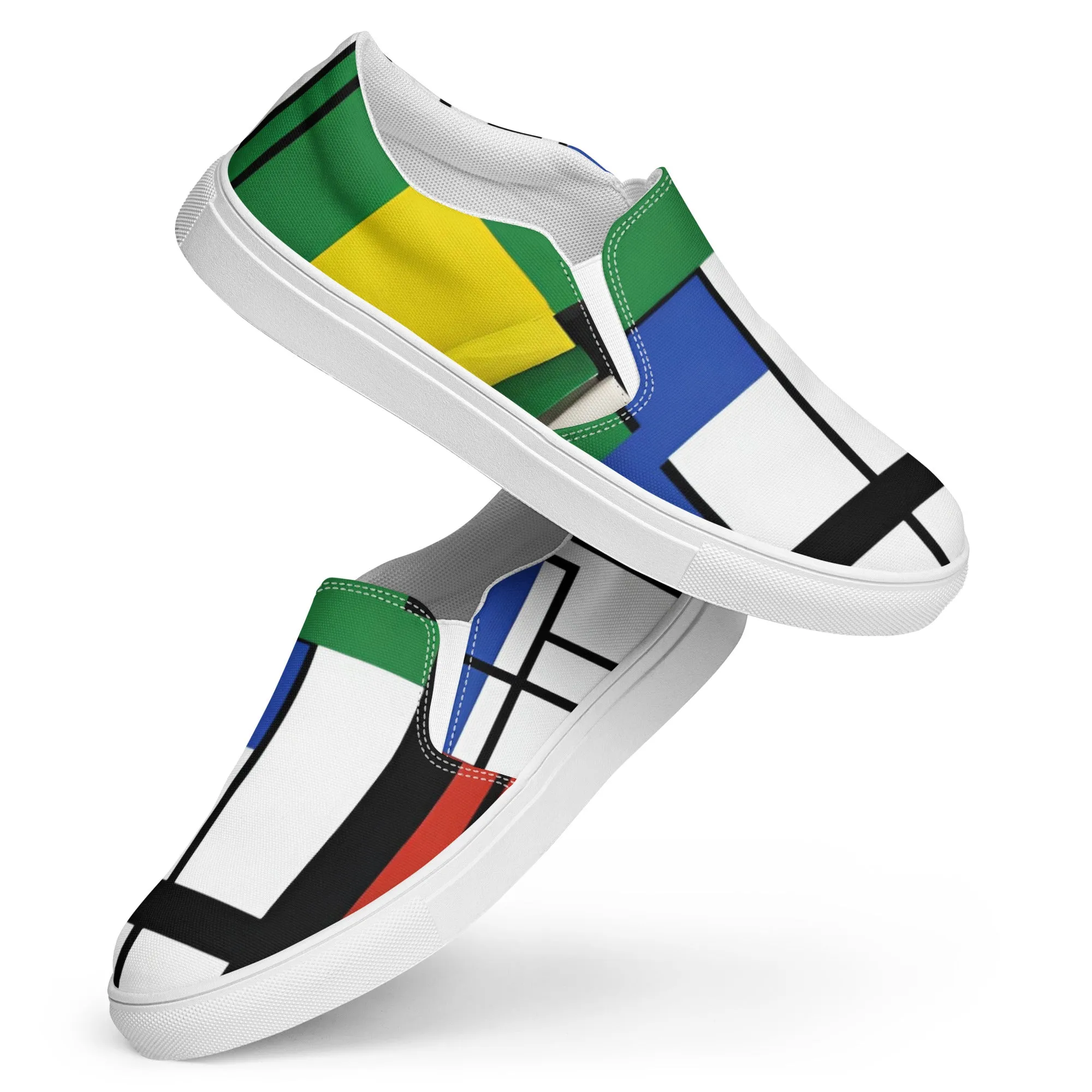 Piet Mondrian Shoes / Women’s slip-on canvas shoes / women art shoes / AI created