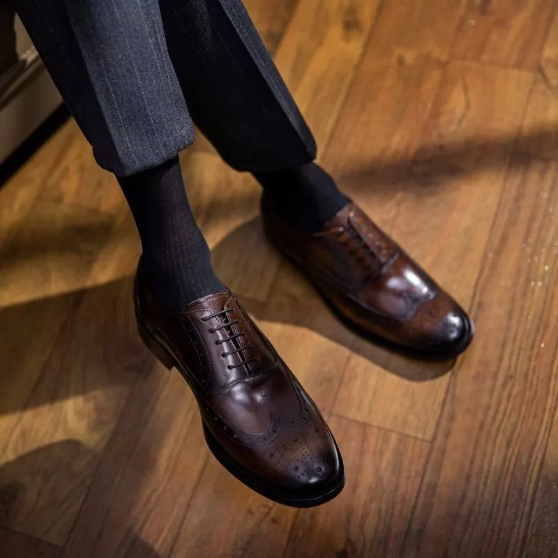 Refined Leather Polished Classic Oxford Shoes