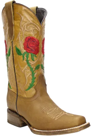 Silverton Rose All Leather Square Toe Boots (Honey)