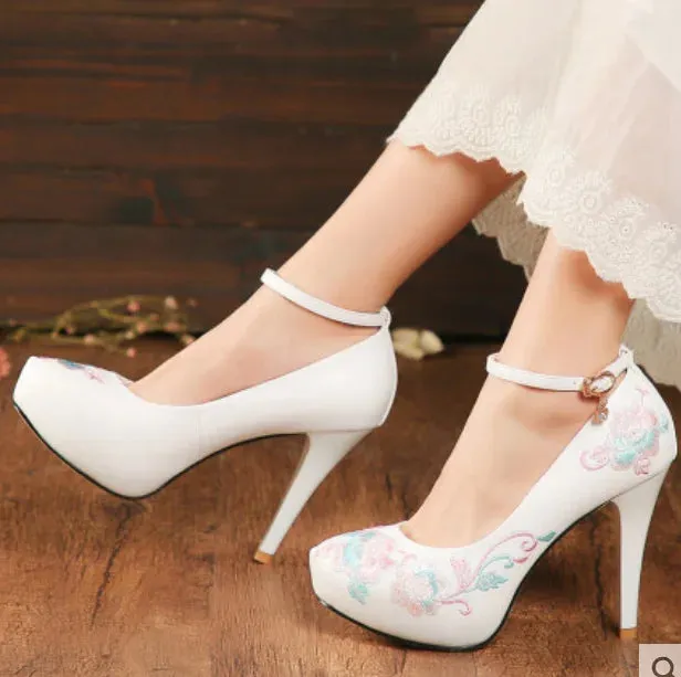 Uniwim Lolita shoes sweet princess daily japanese high heel vintage Women's embroidered shoes  kawaii shoes cosplay loli women shoes